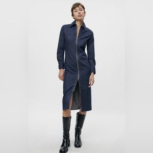 NWT ZARA ZIPPERED DENIM DRESS ZW COLLECTION